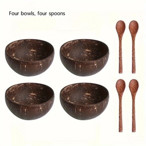 Hecho a mano único grabado Logo Venta caliente <span class=keywords><strong>O</strong></span> Ensalada Helado Ecológico Coco Shell Bowl Vela Coco Cáscara Cuchara de coco - Product Image 5