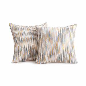 Fodere per cuscini decorativi 18x18 pollici in ciniglia a righe giallo-marrone stile Boho - Product Image 2