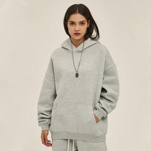 All'ingrosso <span class=keywords><strong>felpa</strong></span> Oversize in <span class=keywords><strong>pile</strong></span> caldo con cappuccio logo personalizzato con cappuccio da donna in bianco felpe da donna semplici in bianco di lusso con cappuccio produttori - Product Image 5