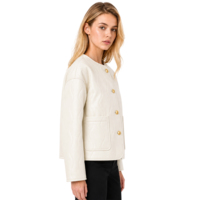 Veste matelassée en fausse fourrure à motif floral ondulé pour femme, doublure polaire, col mandarin, chaude, à capuche, écologique, personnalisable OEM