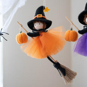 Nuevas decoraciones de Halloween para colgar en la pared, escoba de calabaza, muñeca de bruja, decoraciones para fiestas en casa, suministros, accesorios de ambiente festivo - Product Image 2