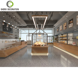 Mostrador de tienda de madera personalizado, exhibición de panadería, <span class=keywords><strong>puerta</strong></span> de vidrio, gabinete, escaparate de postres - Product Image 5