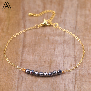 Pulsera de Piedras Facetadas de Moda para Mujer, Brazalete de <span class=keywords><strong>Oro</strong></span> con Cristales Curativos de Amatista y Lapislázuli, Venta al <span class=keywords><strong>por</strong></span> Mayor - Product Image 1