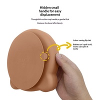 Assiette repas en silicone pour bébé et enfant, style ours en peluche, avec fourchette-cuillère, incassable, ustensiles pour enfants de 6 ans et plus