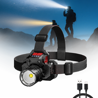 Lampe frontale LED super lumineuse à détecteur de mouvement, zoomable, rechargeable par USB, batterie 18650, portable, IP44, lampe frontale pour la randonnée, la course nocturne