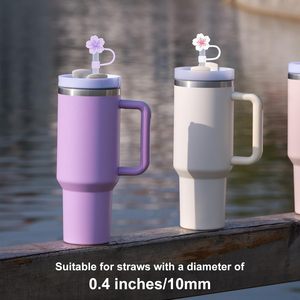 Cute Anti-Dust Silicone/PVC Straw Topper Covers for Stan <b>Cup</b> 10mm Flower Design Multi-Design Options Handmade Commercial Use - Product Image 3