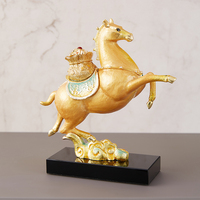 Nouvelle Série RORO - Ornement de Cheval en Métal Doré Art Déco de Luxe avec Base en Cristal, Décoration de Bureau, Peinture Émaillée Faite à la Main