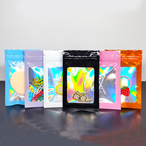 Factory Wholesale Laser Colored Self Sealing Bag Holographic Iridescent Rainbow Jewelry <b>Packaging</b> Bag 11x19cm - Product Image 3