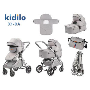 Passeggino Pieghevole Multifunzionale Kidilo con Seduta Alta per <span class=keywords><strong>Neonati</strong></span> con Accessorio Seggiolino Auto e Navicella, Portata 15 kg - Product Image 2