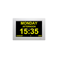 Jam dinding & meja Modern 7 "8" 10 ", jam hari Digital untuk lansia dengan tampilan kalender dan tanggal hilang memori oleh jarum