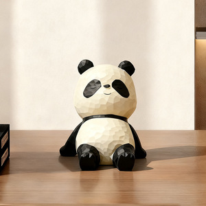 Panda Resin Ornament Geometric Design Modern Decor Living Room Housewarming Gift Single Piece - Product Image 3