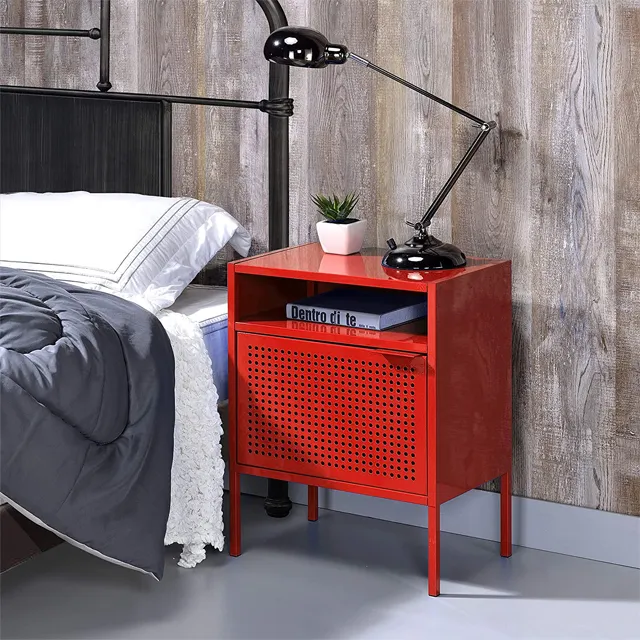 Высококачественная мебель для гостиной и спальни, красный маленький металлический прикроватный шкаф для хранения, детский мини-шкафчик