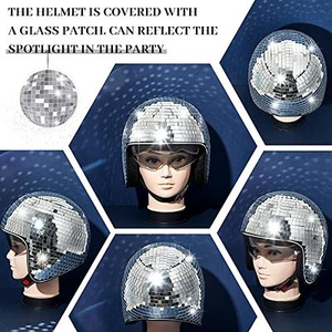 Cool Fashion Handmade Half Face Disco Ball <span class=keywords><strong>Casque</strong></span> de <span class=keywords><strong>moto</strong></span> Nouveau matériau ABS pour DJ Night Club Party Prop ou Surface de miroir - Product Image 4