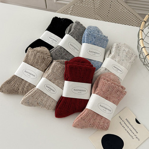Calcetines Térmicos de Lana Gruesa <span class=keywords><strong>Rojos</strong></span> Navideños de Moda para Mujer, Calcetines Cálidos de Lana y Cachemira con Puntos de Color Sólido - Product Image 1