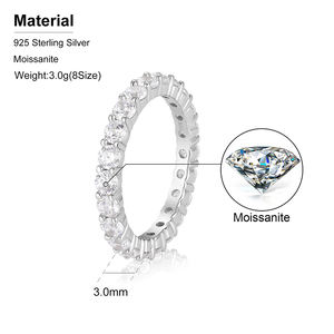 Dropshipping Luxury Wedding Jewelry Gift White Gold 925 Sterling Silver 1 Row VVS <strong>Moissanite</strong> Diamond Wedding Band <strong>Ring</strong> <strong>Men</strong> Women - Product Image 6