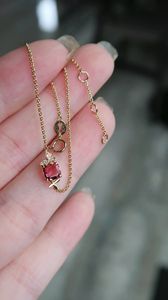 Xinfly 18K Pure Gold with Dark pink Tourmaline and butterfly Diamond <b>Bracelet</b> - Product Image 5