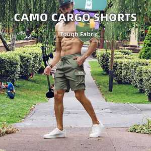 Nuevos pantalones cortos deportivos holgados de cintura alta, pantalones de trabajo lisos con bolsillos grandes, de secado rápido, transpirables, antiarrugas, de tela de lona. - Product Image 2