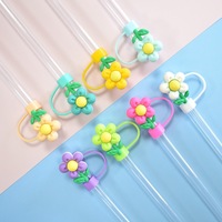 Charmes décoratifs pour pailles à boire créatives de 10 mm, DIY, réutilisables, en caoutchouc souple, semi-3D, fleurs colorées, accessoires pour gobelets et bars