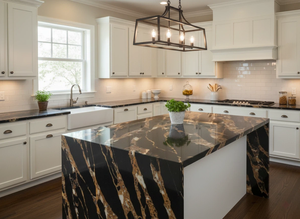 Jade Cosmos Gold de Vietnam, losa grande moderna de 20 mm de grosor para cocinas y baños de hoteles con diseño de modelo 3D - Product Image 2