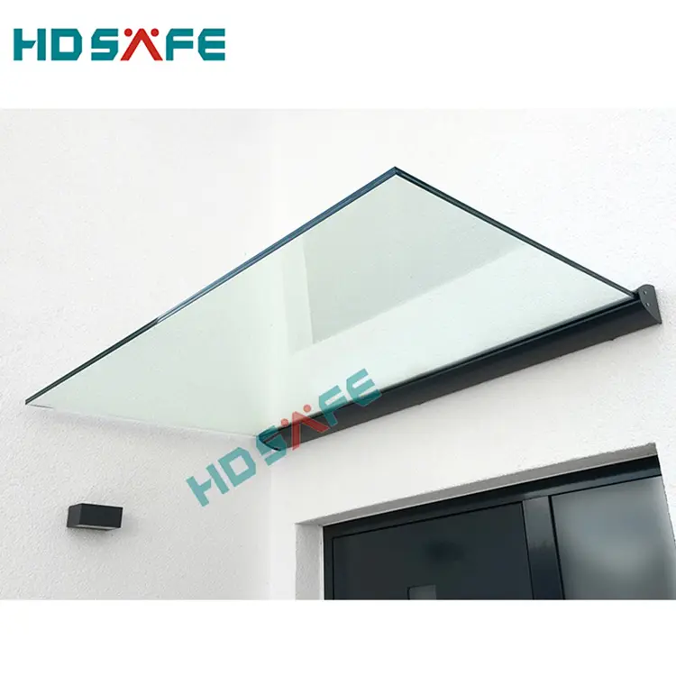 HDSAFE Glass Awnings System Aluminum u Channel Clamp Glass Canopies Outdoor Door Window Canopy With Stainless Steel Accessories