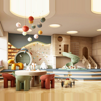 Lit pour enfants à deux étages à grande échelle, toboggan rotatif, boules océaniques, piscine à bulles, maison de jeu dans une villa