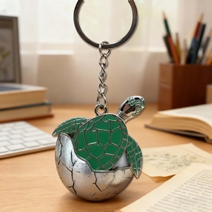 Porte-clés en métal personnalisé avec logo, souvenir de plage, tortue, ornement, pendentif, porte-clés en métal mignon de dessin animé - Product Image 4