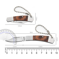 Camping en plein air Portable poche Mini couteau pliant lame en acier inoxydable manche en bois porte-clés couteau EDC outil pour la survie