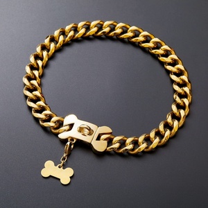 32mm Stainless Steel Chunky Dog Cuban Chain Plated 18k Silver Gold Solid Pet <b>Collar</b> and Leash High Quality Dog Chain <b>Collar</b> - Product Image 4
