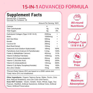 Suplemen Kolagen Gummies Label Pribadi OEM/ODM dengan <span class=keywords><strong>Biotin</strong></span>, Vitamin C, <span class=keywords><strong>D</strong></span>, B12, dan Kolagen Tipe I, II, III, V, X - Product Image 5
