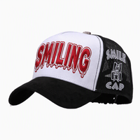 Casquette de baseball originale en gros Gorras Barbas, style camionneur, avec broderie en relief, 5 panneaux, maille noire, pour hommes et femmes