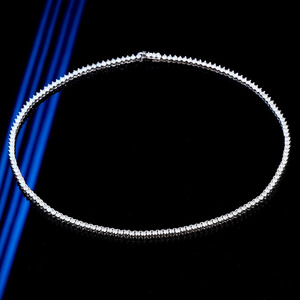 Collar de cadena tipo tenis de plata S925 con moissanita de 3 puntas y 2.5mm, estilo Hip Hop, en oro blanco, para hombre y mujer, joyería fina, con diamantes, unisex. - Product Image 3