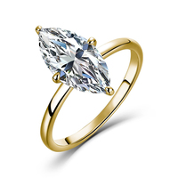 Bague Solitaire en Argent Sterling 925 avec Moissanite Taille Marquise, Plaqué Rhodium, Vente en Gros Personnalisée, Bijoux Fins pour Femme, Direct Usine