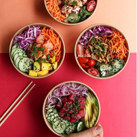 Bol à salade jetable biodégradable 750 ml en kraft, bol à salade personnalisé à emporter avec couvercle, emballage alimentaire chaud à emporter, bol en papier