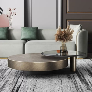 Móveis De Sala De Estar Mesas De Café De Luxo De Metal Moderno Conjunto De Mesa De Café De Vidro Simples - Product Image 2