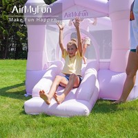 Château gonflable rose d'extérieur pour fête d'anniversaire avec toboggan, vente en gros, pour enfants, usage domestique