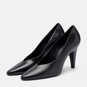 Chaussures à talons hauts pour femmes, escarpins à talon épais et bout pointu pour le bureau, grandes tailles 45 - Product Image 1