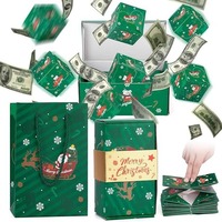 Combo de Bolsa y Caja de Papel Kraft Navideños con Diseño de Santa Claus y Copos de Nieve, Ecológicos, Reutilizables, para Envolver Regalos en la Celebración de Navidad