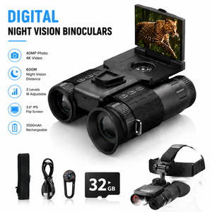 Binoculares de Visión Nocturna Digitales, 40MP, Video 4K, Pantalla IPS Abatible de 3.0 Pulgadas, Alcance IR de 600M, Recargables, con Soporte para la Cabeza - Product Image 1