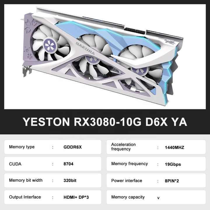 Yeston RTX3080 10Gプラカデビデオグラフィックカード10GBGPU 