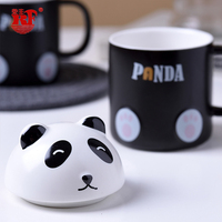 Dessin Animé mignon Panda Couronne Tasse En Céramique Avec Couvercle Créatif Cadeau Étudiant Tasse À Café