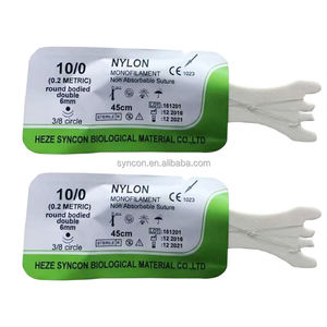 Hoogwaardige medische veterinaire <span class=keywords><strong>nylon</strong></span> chirurgische hechtingen, populaire medische 3-<span class=keywords><strong>0</strong></span> 9-<span class=keywords><strong>0</strong></span> <span class=keywords><strong>10</strong></span>-<span class=keywords><strong>0</strong></span> <span class=keywords><strong>10</strong></span>/<span class=keywords><strong>0</strong></span> draad met naald - Product Image 1