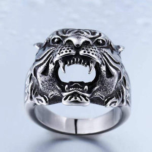 Cincin Baja Anti Karat Bentuk Harimau Vintage <span class=keywords><strong>Punk</strong></span> untuk Pria, Grosir Tempusort, untuk Perhiasan Fashion, Cocok untuk Pemakaian Sehari-hari dan Hadiah Ulang Tahun - Product Image 4