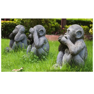 Pietra a grandezza naturale tre scimmia statua scultura vedere nessun male sentire nessun male non parlare male per la decorazione del giardino - Product Image 1