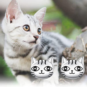 Aretes de Gato de Dibujos Animados, Lindos, de Aleación de Zinc con Baño de Oro Blanco, Joyería de Moda Unisex, Regalo para Mujeres y Hombres - Product Image 3