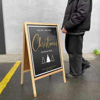 Panneau de menu en bois de pin massif, cadre en A, autoportant, pour trottoir, panneau de menu en ardoise, signalisation commerciale extérieure