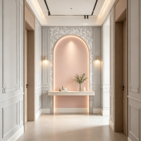 Papier peint rose minimaliste, papier peint rose clair style français, fond rose crème pour mur de télévision dans le salon et tête de lit de chambre à coucher