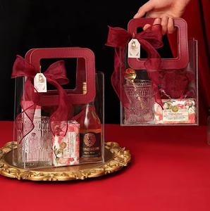 Bolsa de embalaje de plástico transparente INS, bolsa de asas de <span class=keywords><strong>PVC</strong></span> con flores, bolsa de regalo para acompañantes de dulces de boda, venta al por mayor - Product Image 5