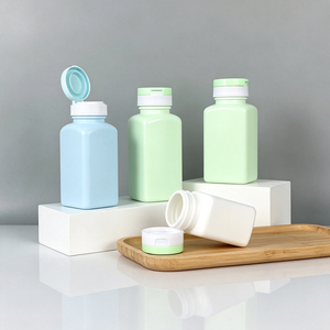 Bouteille carrée en plastique pour capsules, suppléments, pilules, comprimés, vitamines, avec couvercle à clapet, 90 ml, 150 ml, 190 ml, 250 ml - Product Image 6