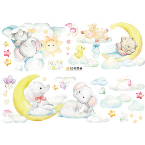 Adesivi <span class=keywords><strong>Murali</strong></span> Rimovibili in PVC con Elefantino e Luna, Resistenti ai Raggi UV e Impermeabili, Motivo <span class=keywords><strong>Foresta</strong></span> per Cameretta Bambini - Product Image 5