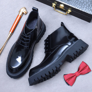 Bottes Martin en cuir véritable à semelle épaisse pour hommes, chaussures montantes en cuir tendance et polyvalentes pour hommes - Product Image 4